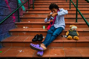 Smoking basuco with a teddy bear (Medellín, Colombia)